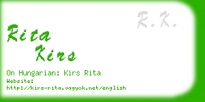 rita kirs business card